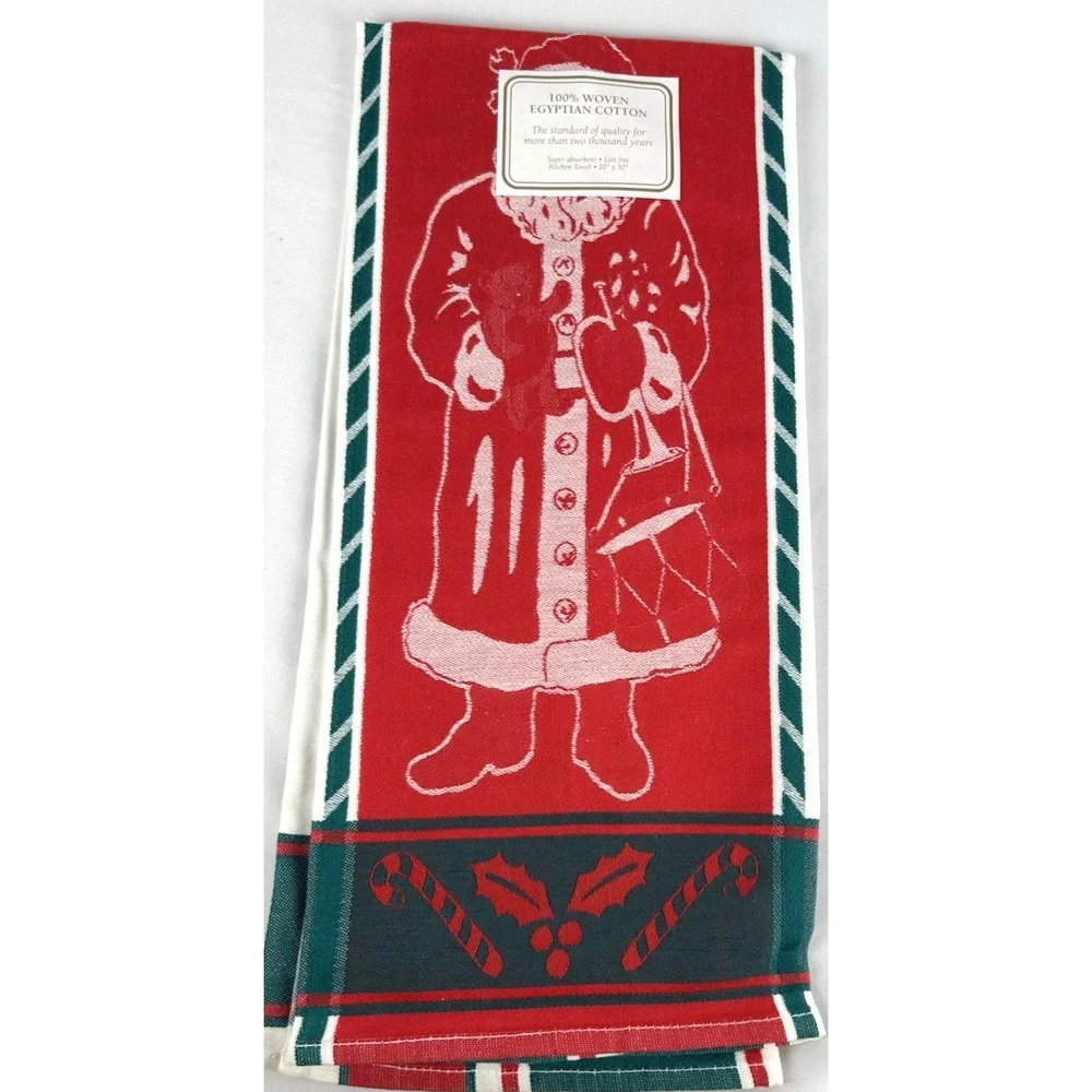New Casa Fina Santa Claus Candy Canes Tea Dish Towel 20